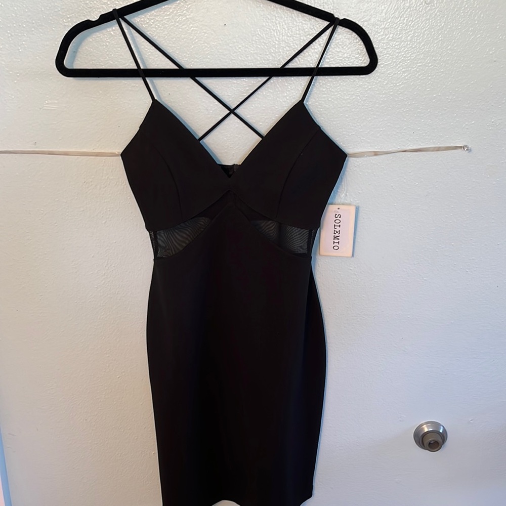 black cross cross mesh dress